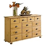 IDIMEX Schubladenschrank Sideboard Colmar, massives Kiefernholz gebeizt mit 11 Schubladen