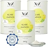 XbyX Klare Aminos 3er Set EAA Pulver | Premium Aminosäuren Komplex | Vegan & ohne Zuckerzusatz | Bitter Lemon | Ideal für Sport & Erholung | Kalorienarm & Laktosefrei | 720g | 90 Portionen