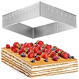 Forhandy Backrahmen Rechteckig Verstellbar, 8cm Hohe Edelstahl Rechteckige Backform Wiederverwendbar Kuchenform Eckig Backrahmen Eckig mit Graduiert für Backen/Schichttorten (B 18-32cm x L 25-48cm)