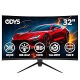 Odys XP32-32 Zoll (80 cm) WQHD Curved Monitor (2.560x1.440 Pixel, 165 Hz, 1ms Reaktionszeit (MPRT), AMD FreeSync, NVIDIA G-Sync kompatibel, Blaulicht Reduktion, HDMI, Display Port)