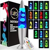 AONESY Lavalampe mit Farbwechsel Lavalampes Led mit Fernbedienung 40cm Lavalampen Weißes Wasser Weißes Wachs Lavalampe Nachtlicht Geschenk für Weihnachten Geburtstag - Weiße Flasche