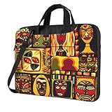 Mexpekil Laptoptasche, Tasche, Ethno-Stil, afrikanischer Stil, Messenger-Schultertasche, Computer-Aktentasche mit Gurt, mehrfarbig, 15.6 inch