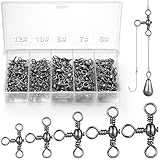 Annyswit 100 Stück 3 Wege Angelwirbel 6# 7# 8# 10# 12# Edelstahl DREI Wege Angelwirbel Salzwasser T-Form Schwarznickel Dreifachwirbel angelzubehör Wirbel Angeln für Wels Shaddock Angeln Meeresangeln