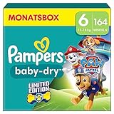 Pampers Paw Patrol (Baby-Dry), Windeln Größe 6 (13kg-18kg), Limited Edition, 164 Windeln, bis zu 12h Rundum-Auslaufschutz