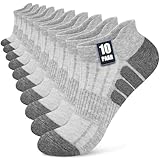 Stoeury 10 Paar Sneaker Socken Herren Damen, Atmungsaktive Baumwolle Kurze Sportsocken, Bequeme Sneakersocken mit Atmungsaktivem Netz, Knöchelsocken Herren mit Fußgewölbestütze, Grau, 43-46