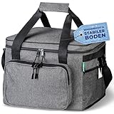 COTTARA® Faltbare Kühltasche groß 30L wasserdicht +12h Frische extra stark isolierte Kühltasche faltbar – Kühlbox, Cooler bag, Lunch bag, Isoliertasche, Thermotasche Picknicktasche – Grau