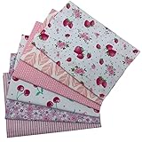 Jukway 6 Stück Baumwollstoff Meterware 50 x 50 cm Patchwork Stoffe zum Nähen Quilten DIY Dekoration Basteln Handwerken, Reine Baumwolle Stoff Bedruckte Mustern Stoffpakete (Rosa)