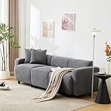 LATICO Sofa 3 Sitzer, 3-Sitzer-Sofa, Couch, Wohnzimmer-Sofa, Moderne Grau 3er Sofa mit 2 Wurfkissen, Sofa Für Schlafzimmer, Jugendsofa, Relaxsofa, Stoff Grau