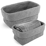 2PCS Aufbewahrungskorb Geflochten, Korb Aufbewahrung Gästehandtuch, Korb Geflochten für Bäder, Küchen, Wohnzimmer, Büros, Aufbewahrungskörbe für Handtücher, Kosmetik, Schmuckstück, Körbe Aufbewahrung