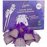 LAVODIA Lavendel Duftsäckchen 6g für Kleiderschrank - 20 Beutel mit getrocknetem Lavendel - Kleidermotten bekämpfen - Textilerfrischer für Schrank, Auto und Raum - Natürliche Lavendel Pflanze