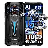 DOOGEE S200 Ultra 5G Outdoor Handy AI Smartphones Ohne Vertrag, Dimensity 7400, mit 1.32' AMOLED Heckdisplay,48GB+1TB/2TB Android 15 Baustellenhandy 11000mAh/66W,6.72”FHD+120Hz,100MP+20MP (Schwarz)