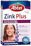 Abtei Zink Plus - spezielle Nährstoffkombination für gesunde Haut, kräftiges Haar und feste Nägel - mit Biotin und Folsäure - 1 x 32 Kapseln