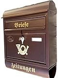 Eigenmarke Großer Briefkasten/Postkasten XXL Kupfer/Bronce mit Zeitungsrolle Runddach Wandmontage
