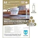 SKULLPAPER® Wasserschiebefolie TRANSPARENT für Laserdrucker - hauchdünn DIY Decal Abziehbild - Nassschiebefolie für Keramik, Glas, Kerzen, Metall, Kunststoff, Modellbau (A4-8 Blatt)