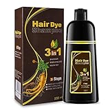 Dunkelbraun Haarfärbeshampoo für graues Haar Sofort-Haarfarben-Shampoo Haarfärbemittel Haarfärbung in Minuten Hair Color Shampoo Natürliche und langanhaltende Farbe für Männer und Frauen 500ML