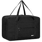 Handgepäck Tasche für Flugzeug Reisetasche Klein Faltbare Handgepäck Ryanair 40x20x25cm Sporttasche Krankenhaustasche Weekendertasche von WANDF (Denim Schwarz 20L)