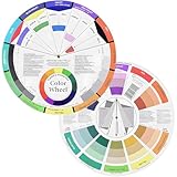 JEYORZY 2 Stück Farbkreis-Farbtafel, Farbverlaufsrad Farbmischtabelle das Farbrad Ölfarben-Palette Farbrad malen Rotationsrad, Künstler-Farbführungswerkzeug für Malerei, Nägel und Inneneinrichtung