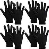 SATINIOR 4 Paar Magische Handschuhe Winter Strickhandschuhe Elastische Unisex Handschuhe Warme Fingerhandschuhe für Damen Herren Sport (Schwarz)