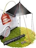 LAINFELD Vorzelt Auto | 2,2 x 2,5 m Sonnensegel mit 3 x Keder und 2 x Teleskopstange | Sonnensegel Camping Busvorzelt Markise Auto Camper Keder