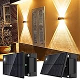 Talwei Solar Wandleuchte Aussen Up and Down Leuchten Solarleuchte für Außen Warmweiß Led Beleuchtung Wasserdichte Wandleuchte Wand kabellos Wasserdichte Zaun (2, 6 LEDs)