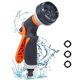 Gartenschlauch Spritzpistole,Gartenbrause,Sprühdüse 8 verstellbare Muster Wasserpistole für Autowäsche, Haustierdusche, Gartenarbeit, Bewässerungspflanzen, Autowäsche, Dusche, Haustiere