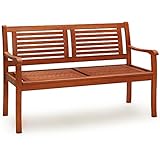 Casaria® Gartenbank Wetterfest Holz FSC®-Zertifiziert 320kg Belastbar 2-Sitzer Armlehne Rückenlehne 120x60cm Garten Balkon Holzbank Eukalyptus Braun