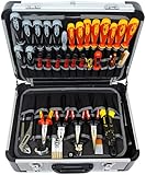 Famex 700-L Alu Werkzeugkoffer mit 2 Paletten mit 56 Einstecktaschen - max. Traglast 30 kg - Facheinteilung im Kofferboden - leer, ohne Werkzeug - 460 x 355 x 180 mm