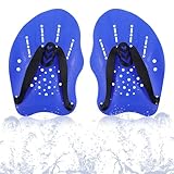 Oruola 1 Pairs Hand Paddles Schwimmen,Verstellbare Schwimmpaddels Hand für Erwachsene und Kinder,Fingerpaddles,Pool Trainingsgerät Zubehör 19x12.5cm,Speedo Paddle,Schwimmtrainingsgerät (Blau)