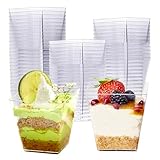 MATANA 48 Hartplastik Dessertschalen für Partys, Buffets (Quadratisch, 225ml) - Dessertgläser, Dessertbecher Eckig für Pudding, Nachtisch, Mousse, Tiramisu - Stabil & Mehrweg