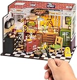 ROBOTIME Miniatur Haus aus Holz Garage Werkstatt - DIY Miniature House Bausatz - Basteln Bastelset Geschenke für Erwachsene und Kinder