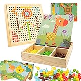 Gohytal Mosaik Steckspiel für Kinder, Spielzeug ab 2 3 4 5 7 8 Jahre Holz Montessori Steckspiel Geschenke für Geburtstag für Jungen und Mädchen Schulanfang Einschulung Geschenke Kinder-A