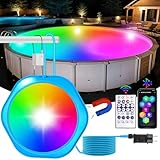 NATPOW 20W RGB Poolbeleuchtung, LED Unterwasser Teichbeleuchtung mit Magnet, Bluetooth APP Fernbedienung, IP68 wasserdicht, Timing Funktion Unterwasserleuchten für Stahlwandpools Framepools