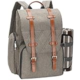 Picknick-Rucksack für 4 Personen mit großer isolierter Kühltasche, Picknickkorb-Set mit Weinbeutel, wasserdichte Picknickdecke und Besteck-Set. Perfekt für Strand, Hochzeitsgeschenk für Paare, Pinsel