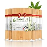 Exitoso Frühstücksbrettchen 6er Set aus Bambus 22 x 14 cm | Antibakterielles Brettchen Set | Schnittfeste, messerschonende Brottbretter | Schneidebretter für die Küche