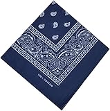 Bandana Halstuch Biker Nikki Tuch Schal Paisley Kopftuch 100% Baumwolle (Marineblau, 1er)