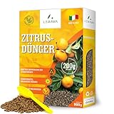 LERAVA® Zitrusdünger [BIO] - 800g - Kräftiges Wachstum, schmackhafte biologische Früchte - Für Topf und Garten - Dünger zitruspflanzen + Messbecher - zitronenbaum dünger - 100% Made in Italy