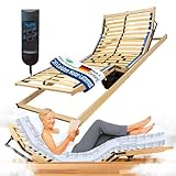 Reha-Schlafwelt 7-Zonen Lattenrost HARMONYFLEX KF mit Motor, Kopf-Fußteil elektrisch verstellbar, fertig montiert Lattenrost mit Motor und Fernbedienung, Made in Germany, 100 x 200 cm