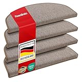 Floordirekt 1x Treppenstufen Matten, Stufenmatten innen für Treppe, Treppenteppich, selbstklebend, Teppich für Treppenstufen, Treppenschutz, Stufenteppich (London, Braun-beige, 65x23 cm, Halbrund)
