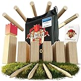 Liebholz® Original Kubb Wikinger Wurfspiel [TESTSIEGER] inkl. Tragebeutel & Spielanleitung - hochwertiges Schwedenschach aus FSC Gummibaumholz - robustes Wikingerspiel für draußen, Schwedenspiel Gr. L