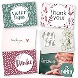 Erik Anderson 25 er Set Dankeskarten hochwertig - Blanko Karte zum Danke sagen - Postkarte ideal als Danksagungskarten für Abschied der Kollegen, Kommunion, Konfirmation oder einfach als Danke Karte