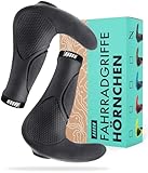 AARON Horn - Lenker Griffe mit Gel Dämpfung - ergonomische Lenkerhörner aus rutschfestem Gummi - Fahrradgriffe für E-Bike, Trekkingrad, Mountainbike, Tourenrad in schwarz