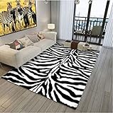 LSHTAR Zebra Muster Teppich Wohnzimmer Schlafzimmer Teppiche Anti-Rutsch-Fußmatten Teppiche Wohnkultur 80×150cm