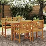 Qnhdfrt Garten-Essset aus Massivholz Akazienholz Braun Rechteckig 5-teilig mit Tisch und 4 Stühlen für Outdoor Nutzung Rustikales Design Stark und Stabil Geeignet für Terrassen Balkone Gärten