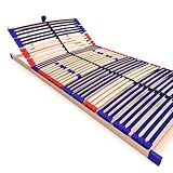 Stabiler Lattenrost 100% BUCHE Lattenrahmen - Kopfteil verstellbar - SCHULTERFRÄSUNG, 7 Zonen, 42 Federleisten, Härte-Regulierung, Mittelgurt - Vario Sleep Best 42® unmontiert (70x200cm)