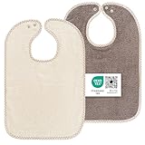 Wörner Baby Lätzchen 2er Set - 2x Kinderlätzchen mit Druckknopf / 100% Baumwolle, OEKO-TEX® Standard 100, größenverstellbar, sehr saugfähig - Braun Beige