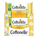 Cottonelle Feuchtes Toilettenpapier, Natürlich Pflegend - Kamille & Aloe Vera, Biologisch Abbaubar, Plastikfrei, Wiederverschließbar, Vorteilspack, 12 x 42 Feuchttücher