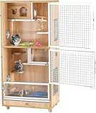 Mehrstufiger Kleintierkäfig mit Anti-Kau-Türen, herausziehbaren Tabletts und Lenkrollen für sichere und einfache Haustierhaltung