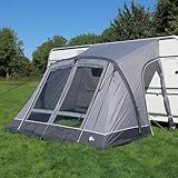 your GEAR Luftvorzelt Vicenza 350E AIR - aufblasbares Vorzelt 350 x 250 cm Wohnwagenvorzelt mit UPF 50+ Sonnenschutz und 5000 mm Wassersäule, graues Teilvorzelt Reisevorzelt Zelt inkl. Luftpumpe