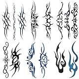 Yesallwas 6 Blatt Mix Tribal Fake Tattoos Kleine Temporäre Tattoo Blau Schwarz Tribal Tattoo Körper Aufkleber für Männer Frauen 6x10,5cm (L x B)