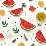 Obst Tapete Selbstklebende, Tapete 50CM×15M Wassermelone, Kiwi-Muster Fototapete, Wasserdicht Möbelfolie Vinyl Klebefolie Möbel Vintage Wanddeko Wandtapete Wohnzimmer Schlafzimmer